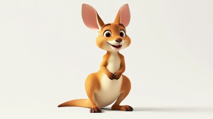 cute animation of kangaroo full body stock image, isolated on a white background