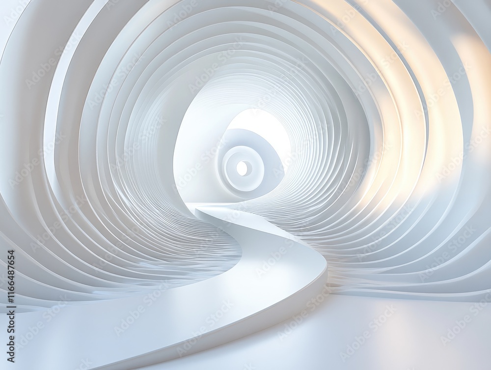 Poster abstract white tunnel with curved path. ideal for concepts of progress, future, or technology.