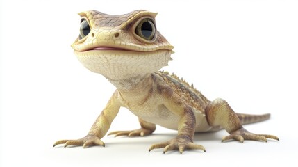 Fototapeta premium cute animation of lizard full body stock image, isolated on a white background
