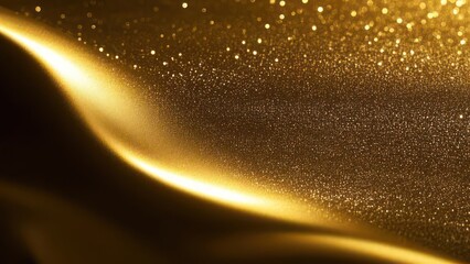 Background glossy gold surface with sparkles and light reflections in a wavy pattern. 3:2 ratio