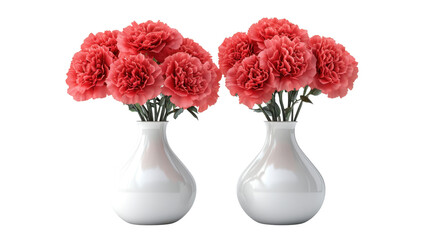 Obraz premium Red flower in vase isolated on white background 