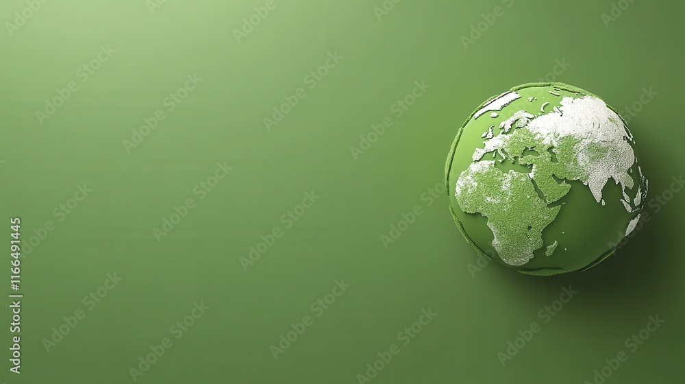 Poster a high-resolution image of a flat green earth map on a solid green background, emphasizing clean des