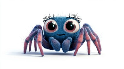 cute animation of spider full body stock image, isolated on a white background