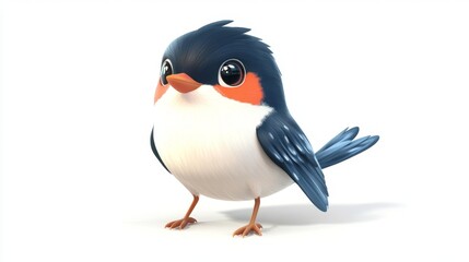 Naklejka premium cute animation of swallow full body stock image, isolated on a white background