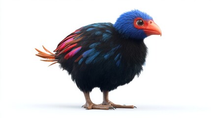 Fototapeta premium cute animation of takahe full body stock image, isolated on a white background
