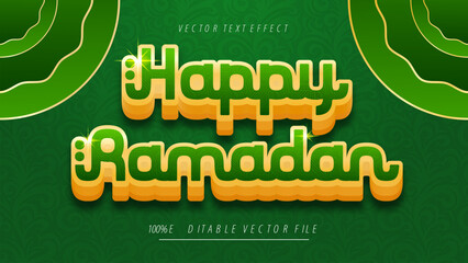 Ramadan Kareem 3d text effect and editable text effect green color style