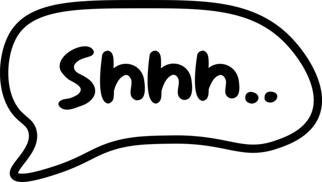 shhh silence call sound doodle text bubble chat illustration