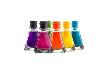 Brightly colored nail polish bottles