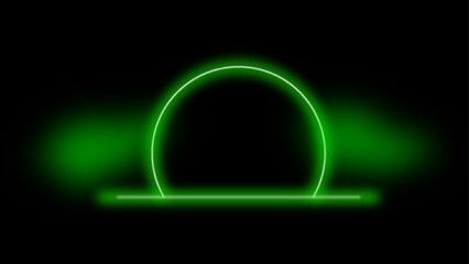 Neon arch with smoke, green glowing portal, futuristic circle gate, magic stage with vapor. suit for banner, cover, poster, flyer, brochure, web, app. Vector illustration