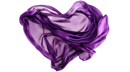 Heart made of abstract green silk transparent background