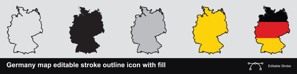 Germany map editable stroke outline icon with fill