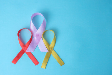 cancer ribbons. world cancer day concept. cancer symbol background