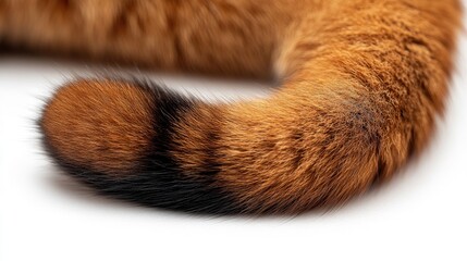 A close-up of a cat's bushy orange and black striped tail.