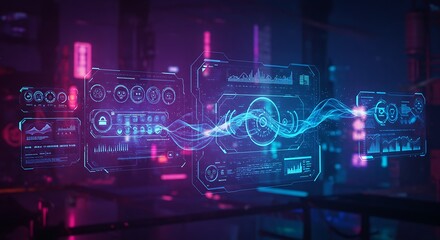 Futuristic Digital Interface Data Flow Network Tech HUD