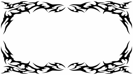 symmetrical fire frame in black tribal abstract shape free-hand style vector design