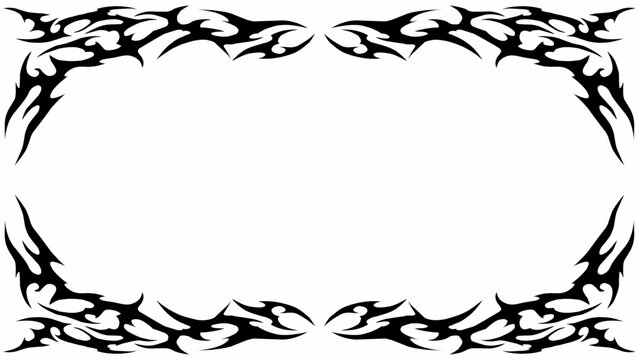 symmetrical fire frame in black tribal abstract shape free-hand style vector design