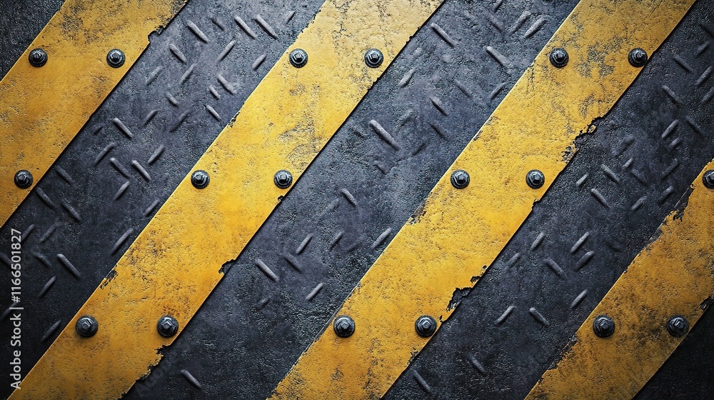 Aufkleber striped metal background with warning pattern and dull texture