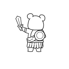 hand drawn bear cartoon character