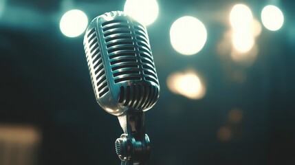 Microphone with blurred concert light background