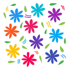 Fototapeta premium Colorful flowers with leaves for decoration