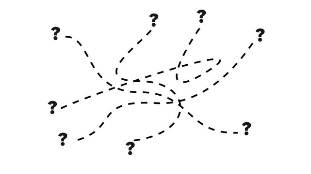 Difficult Business Problem or Question Concept with Questions Markets and Complex Ways. Creative idea of Hard Task, Problem Solving and Brainstorming