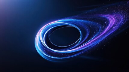 Abstract swirl of vibrant blue and purple light against a dark backdrop.