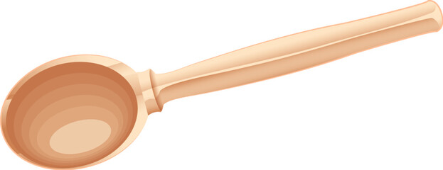 Large wooden tablespoon vector illustration isolated on white background natural kitchenware