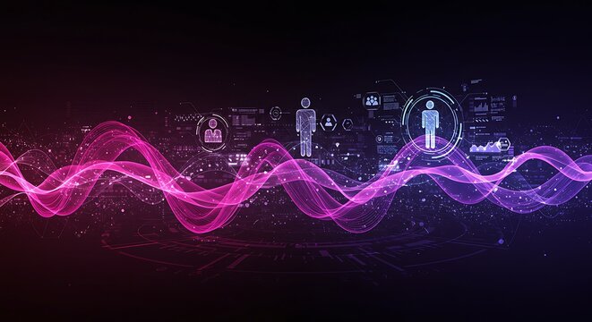Digital People Network Abstract Tech Background Data Waves Connections