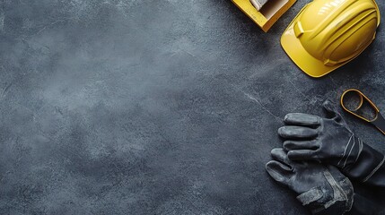 Safety Gear for Construction with Gloves, Helmet, and Tools