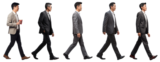 Business man full body png cut out element set, transparent background