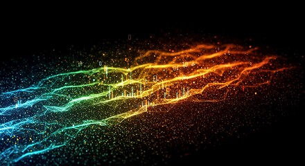Abstract Digital Data Flow Colorful Network Technology Background