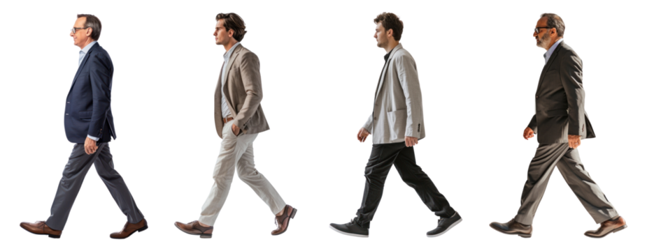 Business man full body png cut out element set, transparent background