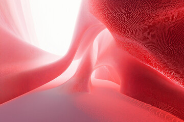 3D rendering abstract red fractal light background. 