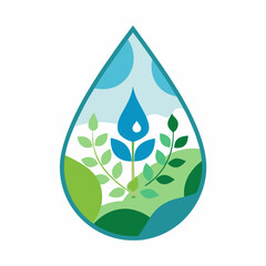 Floral Water Droplet Vector Illustration & Clipart Design