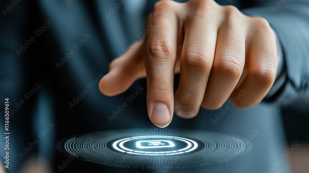 Aufkleber digital payment interaction with hand touching virtual interface