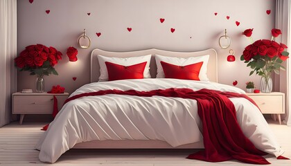 Romantic Bedroom Decor Red Roses Hearts Valentine s Day