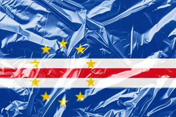 cape verde cabo verde Grunge flag of Cape Verde waving in the wind with red, white, blue, and verde colors featuring stars and patriotic symbols