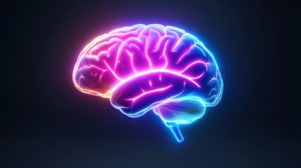 Neon brain illustration symbolizing creativity and intelligence.