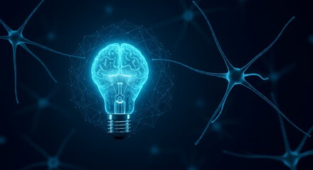 Brainpower Glowing Lightbulb Neural Network Idea Concept