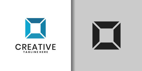 Naklejka premium Modern square logo icon, design geometric square elements