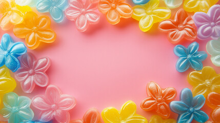 Fototapeta premium Colorful Pop Cute Flower Frame Background