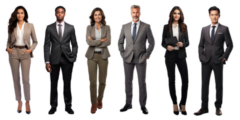 PNG Diverse professionals in business attire, element set on transparent background