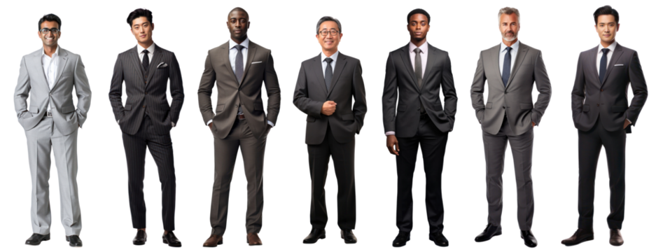 PNG Diverse businessmen in formal attire, element set on transparent background - Powered by Adobe