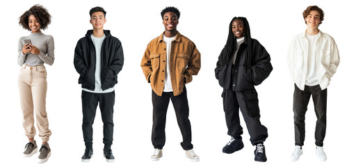 Fototapeta premium PNG Diverse casual fashion styles, element set on transparent background