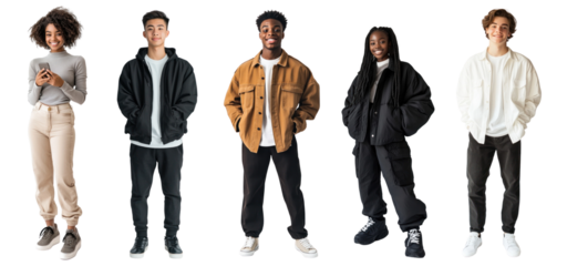 PNG Diverse casual fashion styles, element set on transparent background