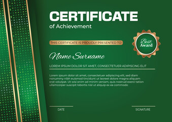 golden and green detailed certificate award design template