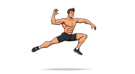 Muscular Man Athletic Jump Fitness Sport Active Strong Exercise