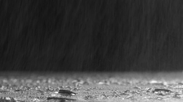 Heavy rain, rain drops, raining stoke footage use black background