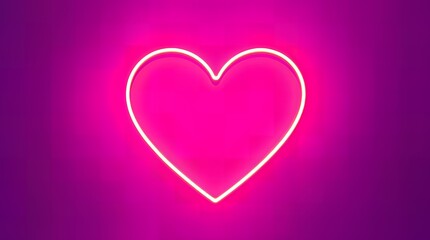 Neon white outline of a heart, set against a pink gradient background. It has a Valentine's Day feel