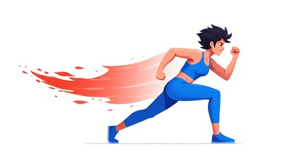 Powerful Woman Runner Speed Energy Active Lifestyle Illustration